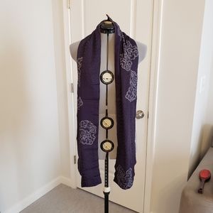 Handmade purple and grey print scarf or head wrap